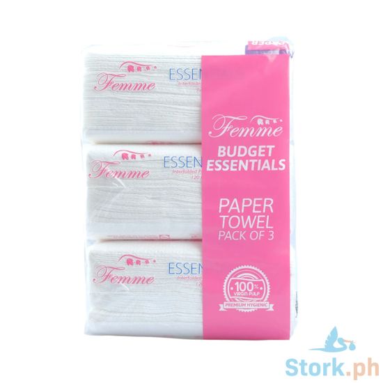 Picture of Femme Essentials Interfolded Paper Towels Pack of 3